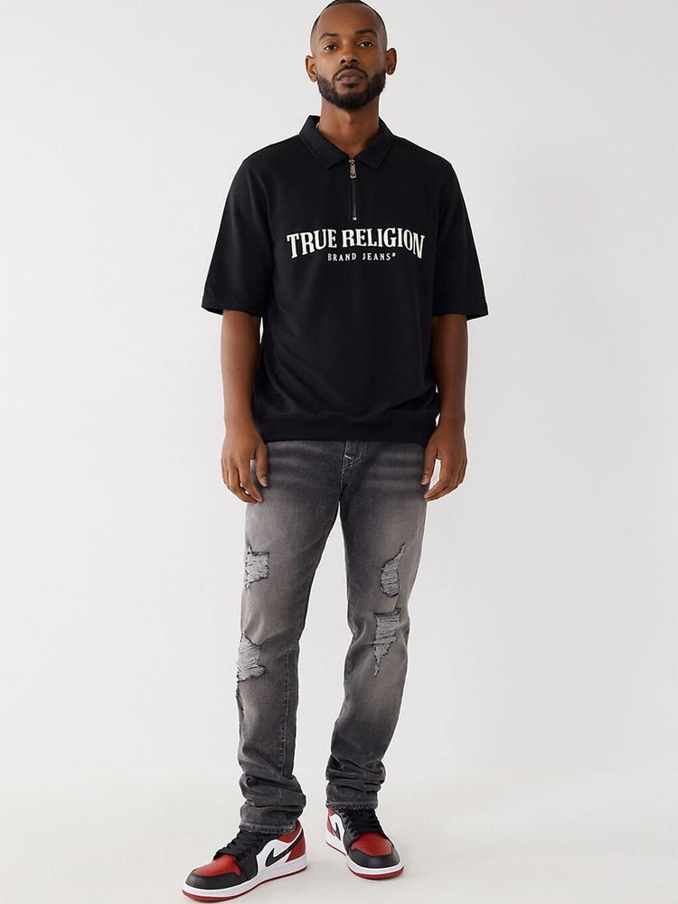 True Religion Men Highly Distressed Heavy Fade Jeans