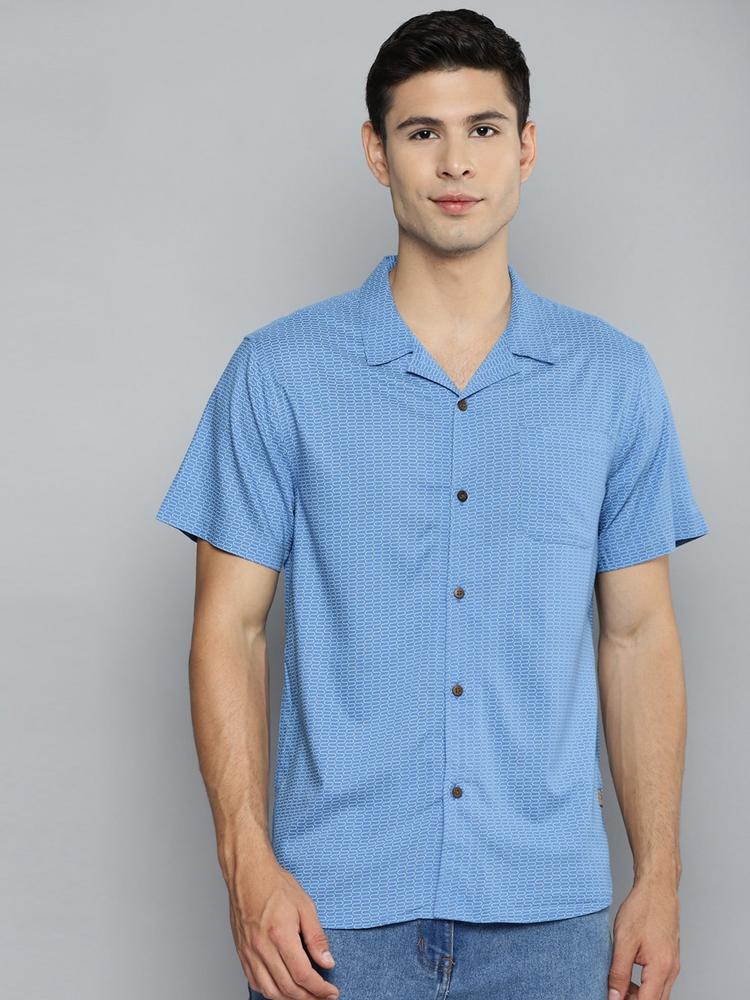 DENNISON Men Blue Smart Slim Fit Printed Casual Shirt