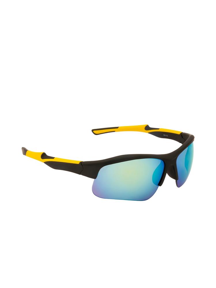 Clark N Palmer Unisex Mirrored Lens & Black Sports Sunglasses with UV Protected Lens