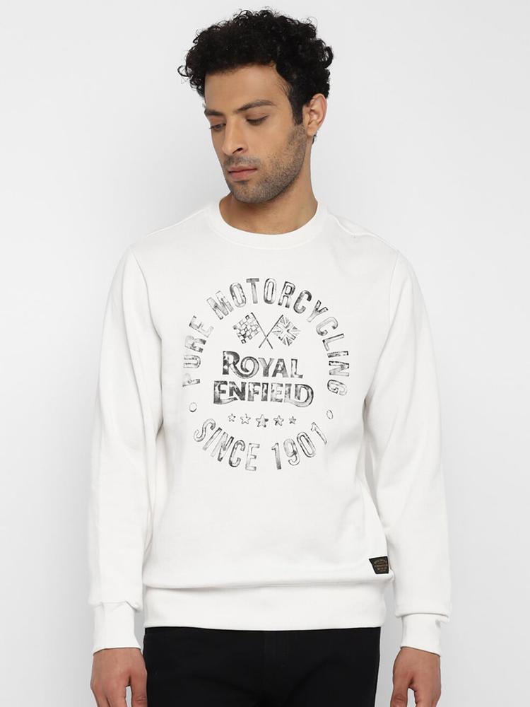 Royal Enfield Men White Printed Sweatshirt
