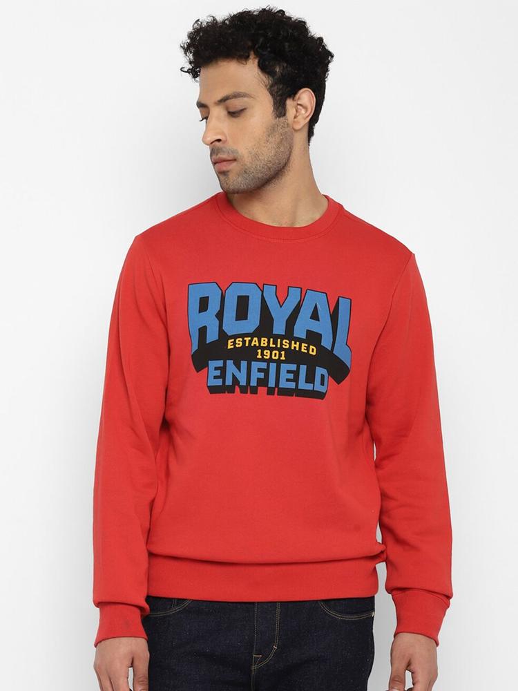 Royal Enfield Men Red Printed Sweatshirt