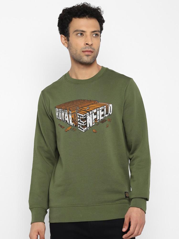 Royal Enfield Men Olive Green Printed Sweatshirt