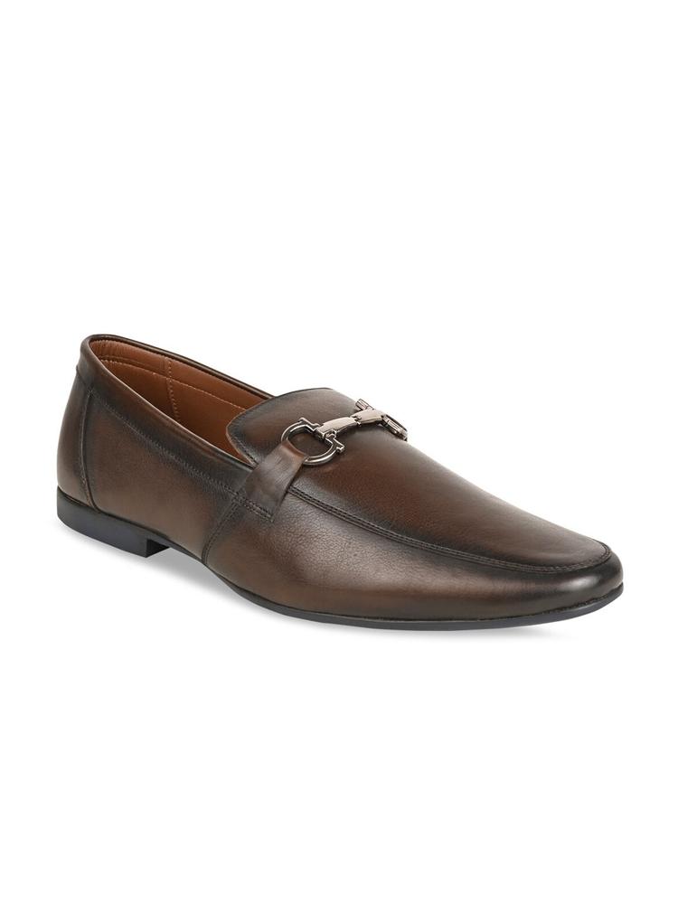 Regal Men Brown Solid Leather Formal Slip-Ons