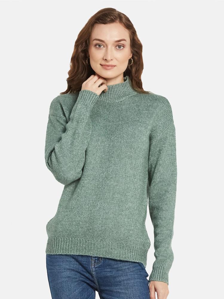 METTLE Women Olive Green Solid Pullover