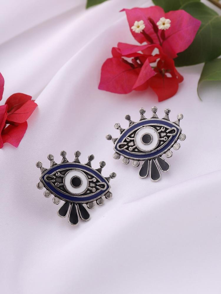 VIRAASI Silver-Toned Quirky Studs Earrings