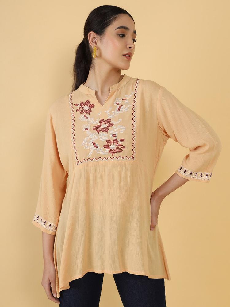 Soch Beige & Maroon Embroidered Tunic