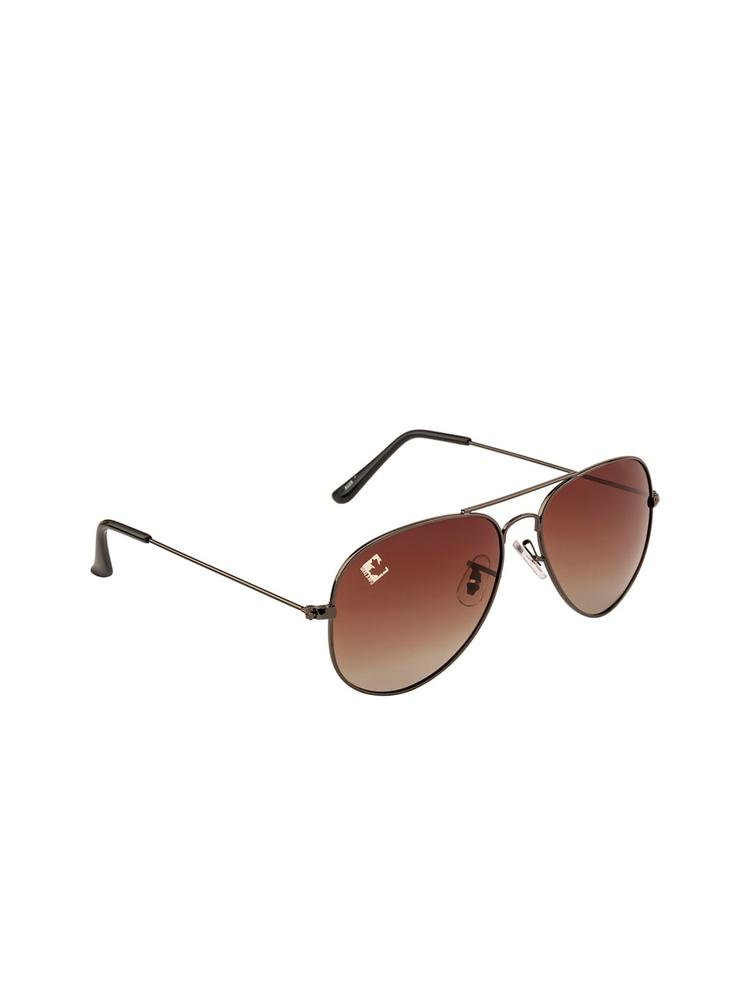 Clark N Palmer Unisex Brown Lens & Brown Aviator Sunglasses with Polarised and UV Protected Lens