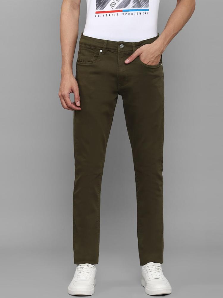 Louis Philippe Jeans Men Olive Green Slim Fit Stretchable Jeans