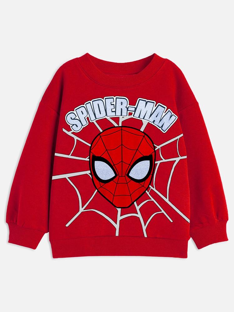 YK Marvel Boys Red Spiderman Printed Sweatshirt