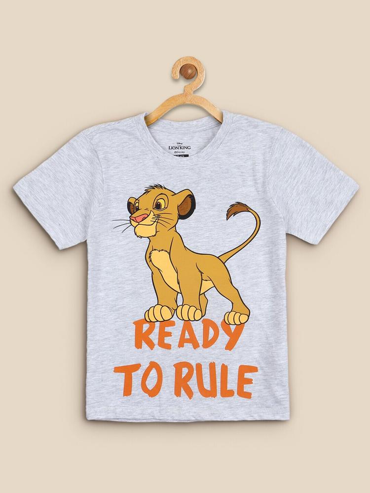 Kids Ville Boys Grey Lion King Printed Pure Cotton T-shirt