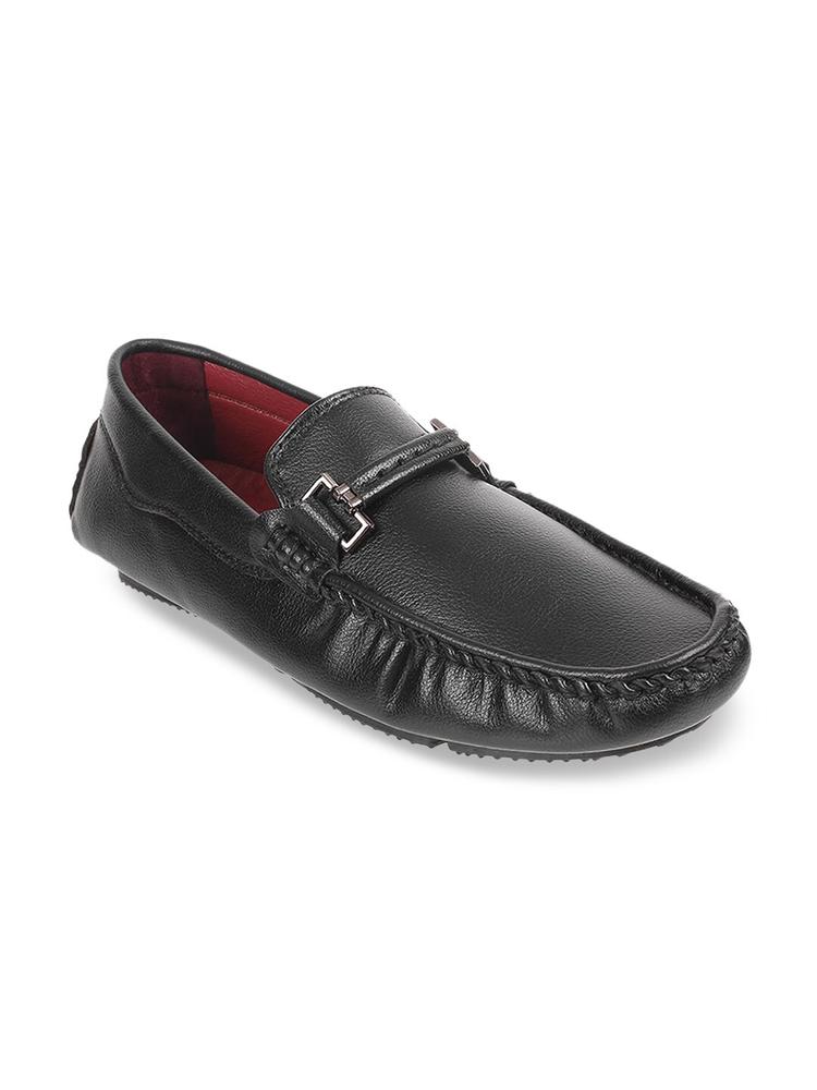 Metro Men Black Leather Loafers