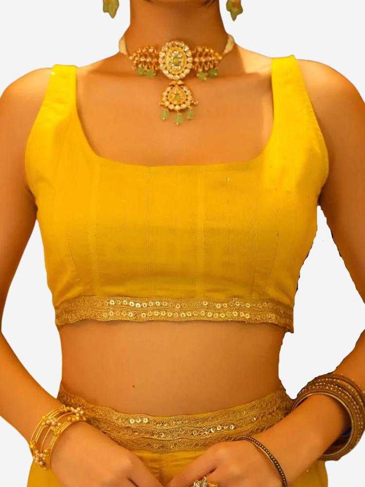 Alaya By Stage3 Yellow Sequined Crop Top