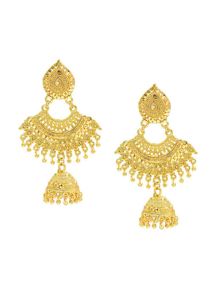 Shining Jewel - By Shivansh Gold-Toned Contemporary Chandbalis Earrings