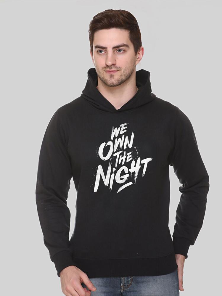 Obaan Men Typography Printed Hooded Sweatshirt
