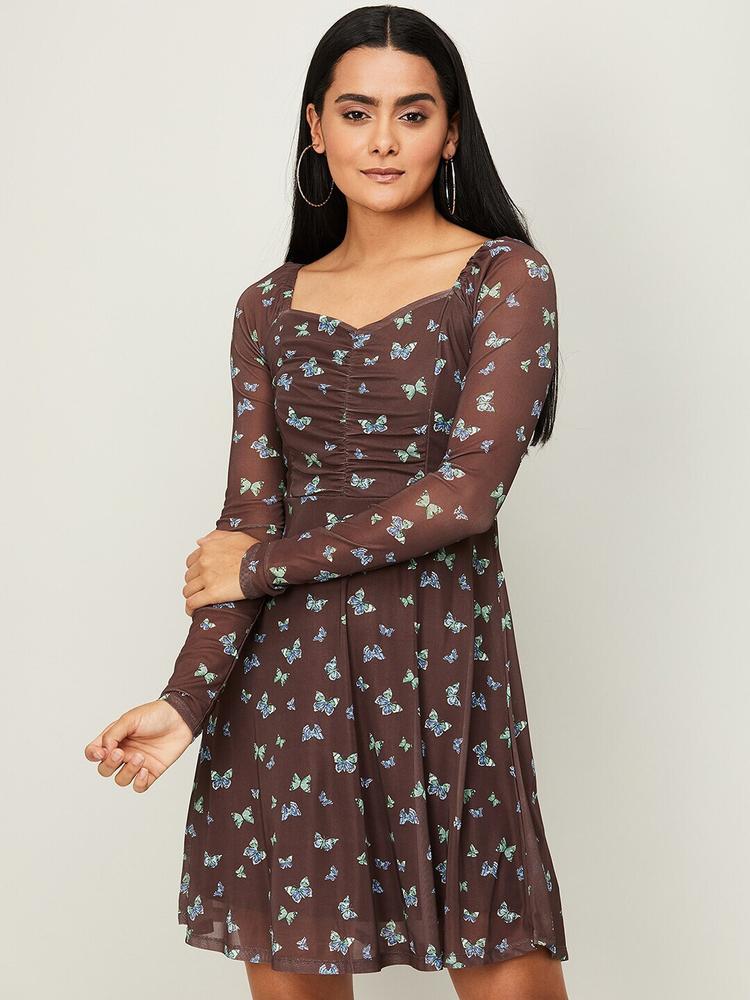 Ginger by Lifestyle Brown Floral Dress