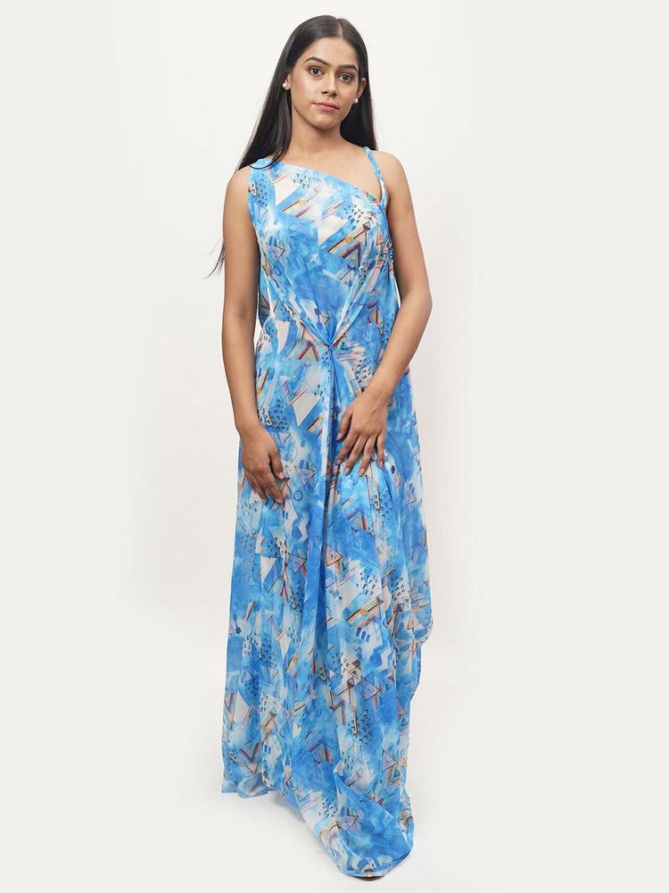 Rajoria Instyle Multicoloured Floral Georgette Ethnic Maxi Dress