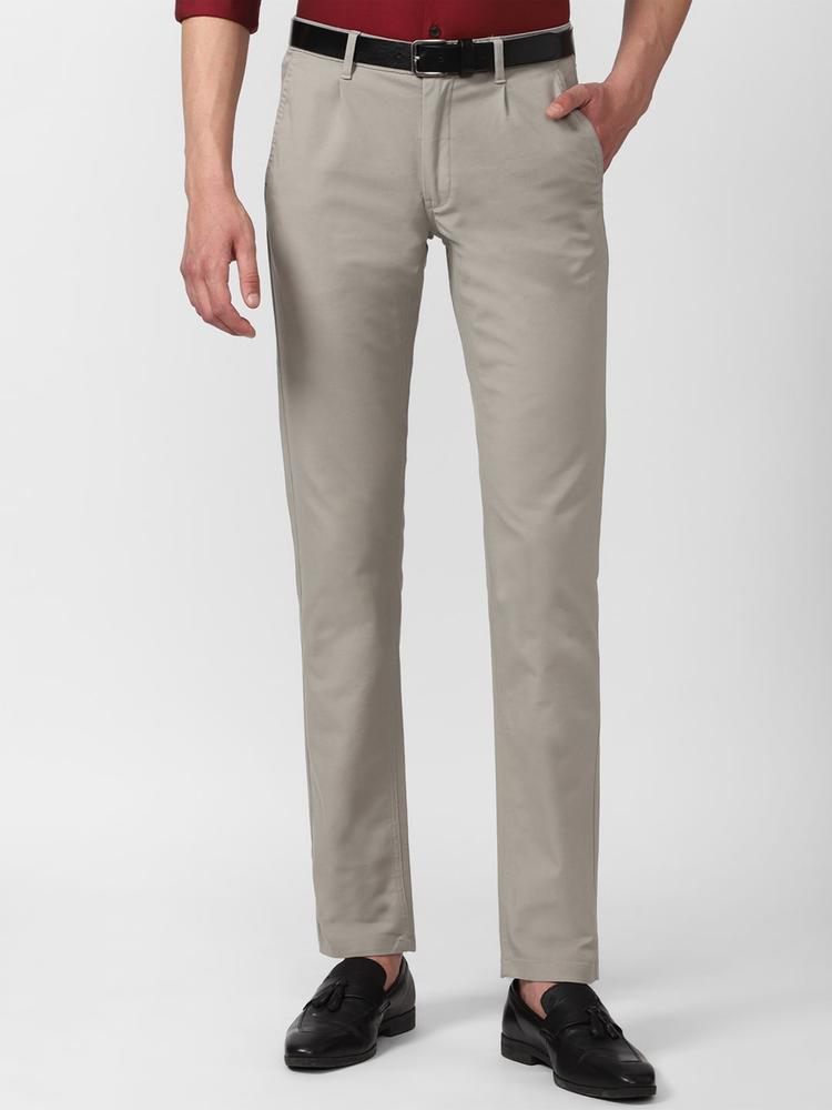 Van Heusen Sport Men Grey Solid Slim Fit Cotton Trouser