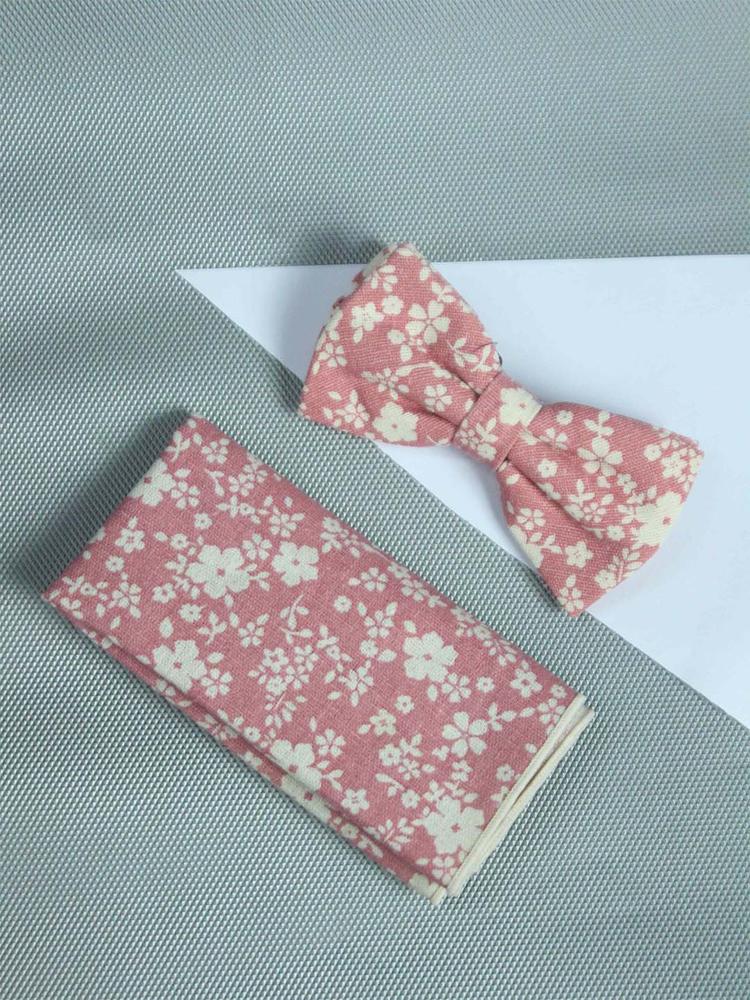 Tossido Men Pink & White Printed Bow Tie