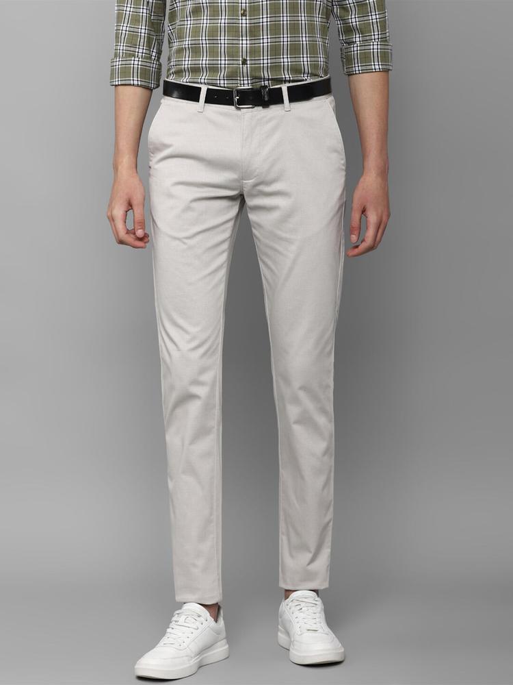 Louis Philippe Sport Men Grey Textured Slim Fit Trousers
