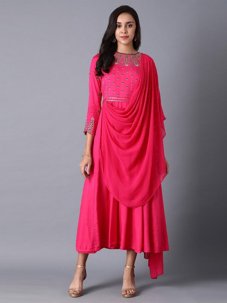 WISHFUL Pink Ethnic Maxi Midi Dress