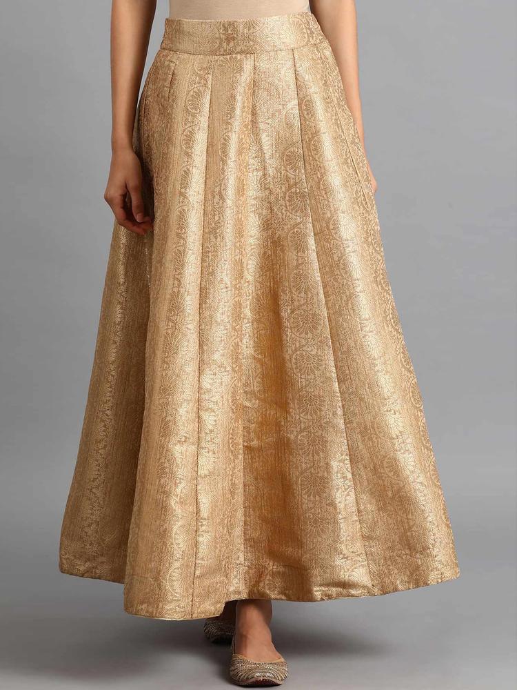 WISHFUL Women Gold-Colored Embellished Maxi Skirt