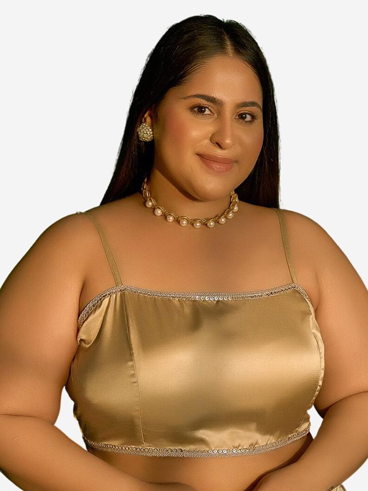 Alaya By Stage3 Golden Satin Crop Top