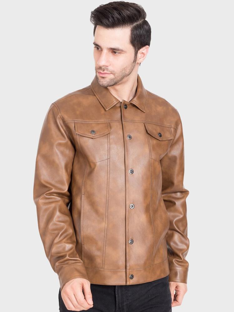 Justanned Men Tan Leather Lightweight Leather Jacket