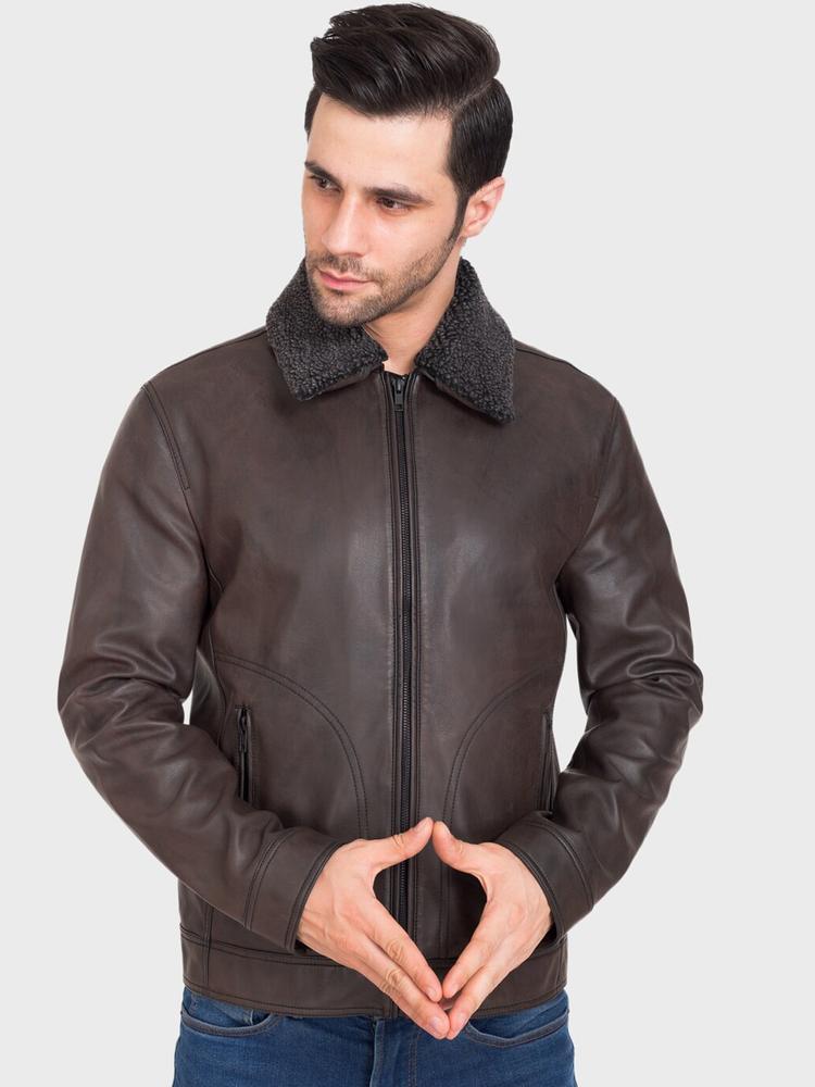 Justanned Men Brown Leather Lightweight Leather Jacket