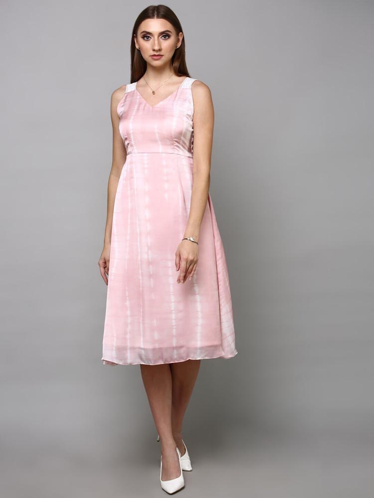aturabi Pink Dyed A-Line Midi Dress