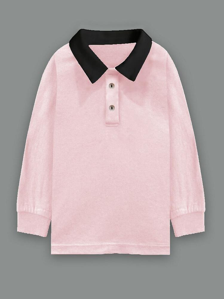 A T U N Boys Pink Polo Collar Cotton T-shirt