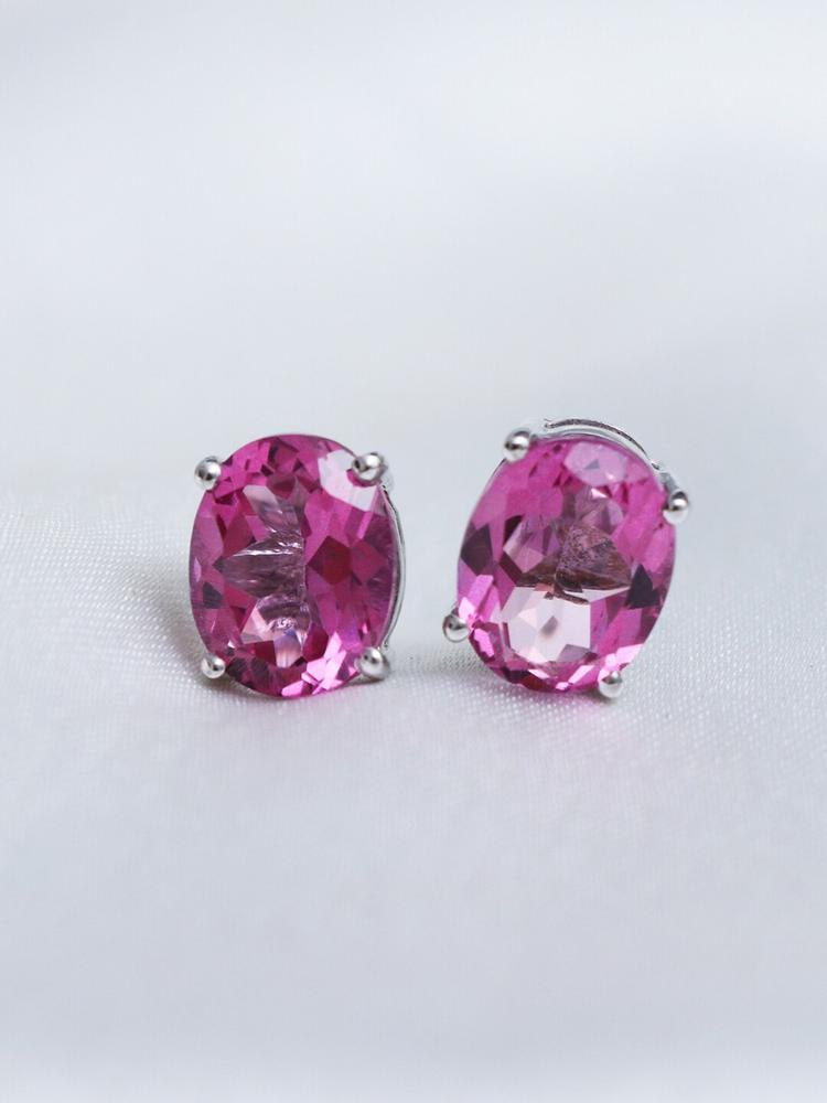 HIFLYER JEWELS Pink Oval Studs Earrings
