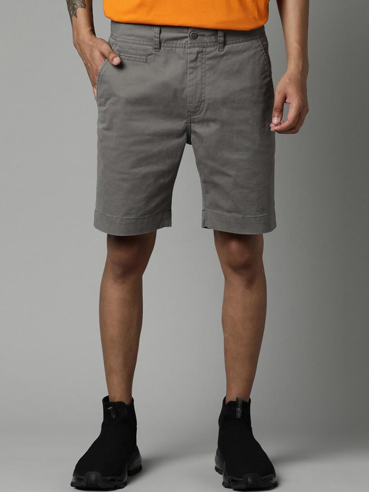 Breakbounce Men Grey Solid Cotton Slim Fit Shorts