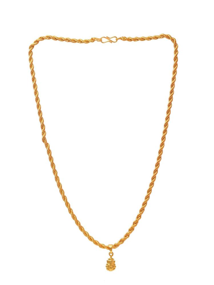 Jewar Mandi Unisex Gold-Tonned Gold-Plated Pendant With Chain