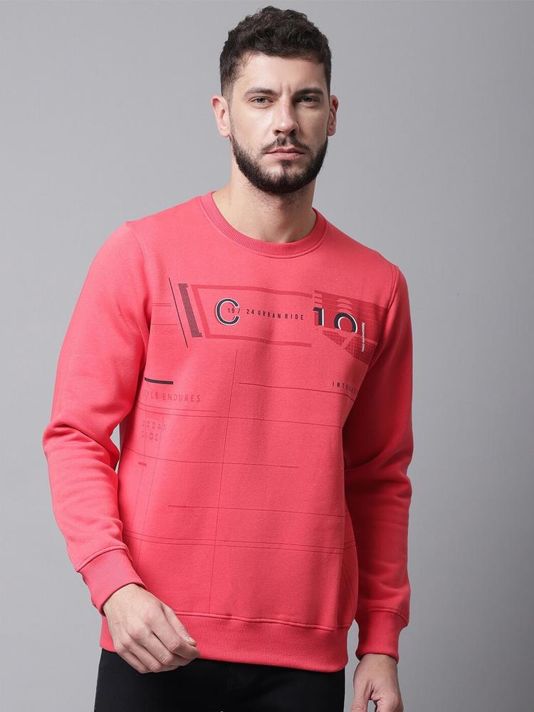 Rodamo Men Pink Printed Sweatshirt
