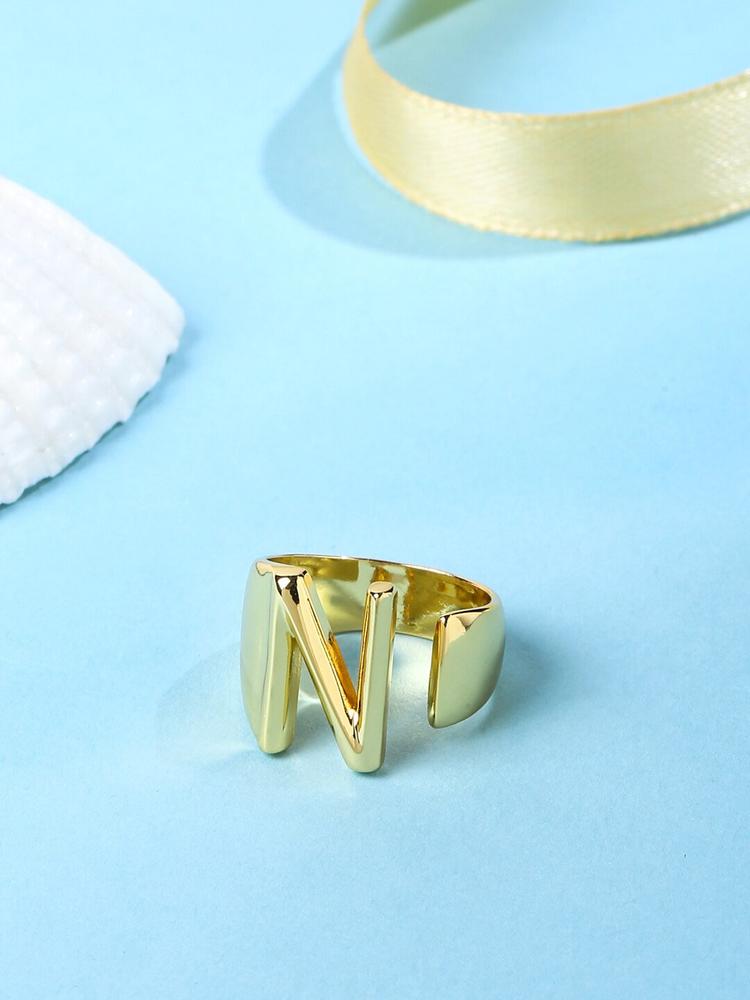 Mitali Jain Gold-Plated Initial N Finger Ring