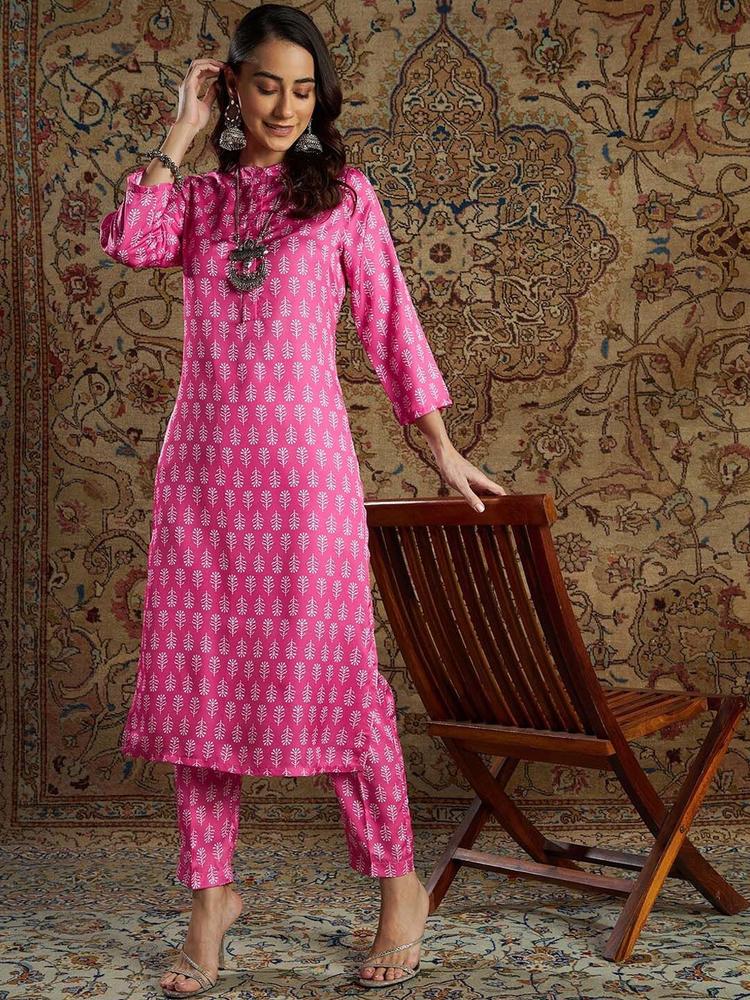 Shae by SASSAFRAS Women Pink Ethnic Motifs Printed Tapered Fit Jodhpuris Trousers