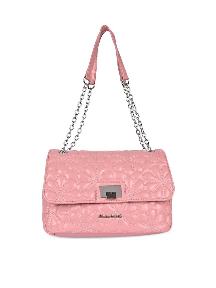 Marina Galanti Pink Textured PU Structured Quilted Shoulder Bag