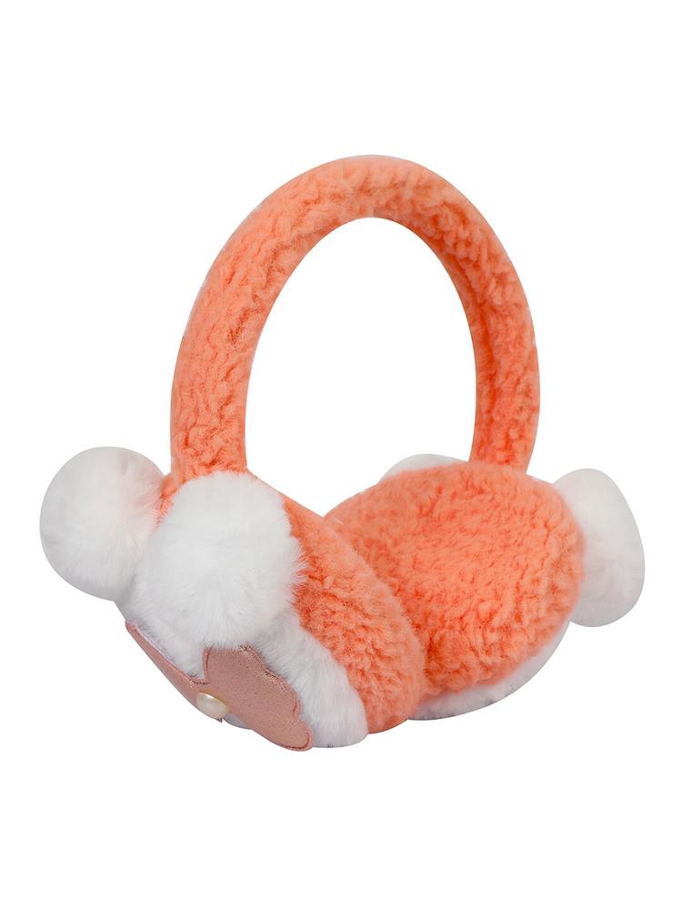 FabSeasons Unisex Orange Coloured Solid Ear Muff With Pompom
