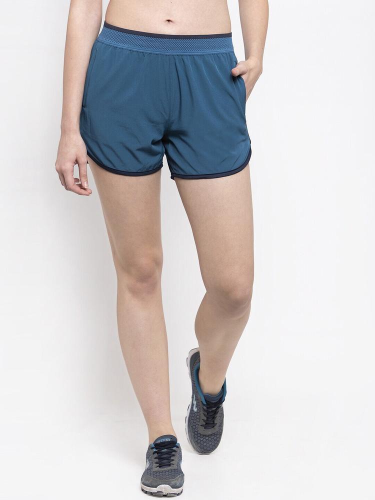 UNPAR Women Teal & Navy Blue Sports Shorts