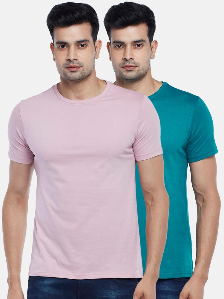 BYFORD by Pantaloons Men Pack of 2 Solid Cotton T-shirt