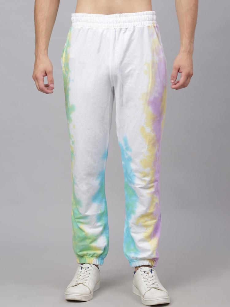 Ennoble Men Green Tie & Dye Printed Relaxed-Fit Cotton Joggers