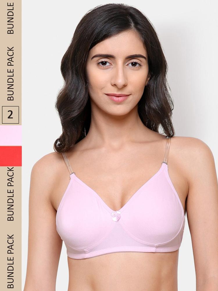 College Girl Red & Pink Pack of 2 Non Wired Lightly Padded Bra