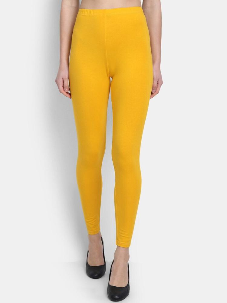 fabGLOBAL Yellow Cotton Ankle-Length Leggings