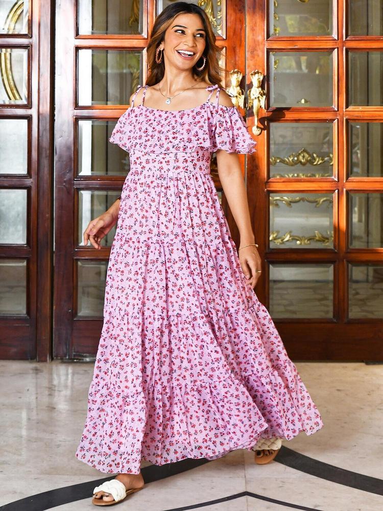 Lavanya The Label Floral Layered Georgette Maxi Maxi Dress