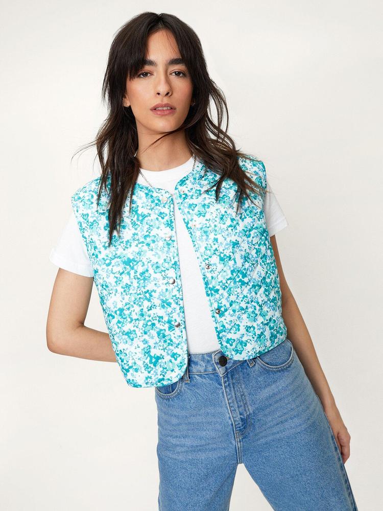 NASTY GAL Women Printed Quilted Jacket