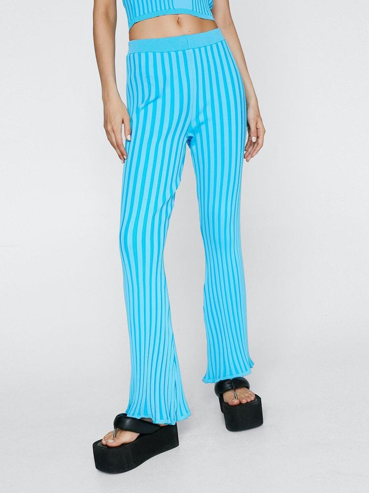 NASTY GAL Women Ribbed Flared Trousers