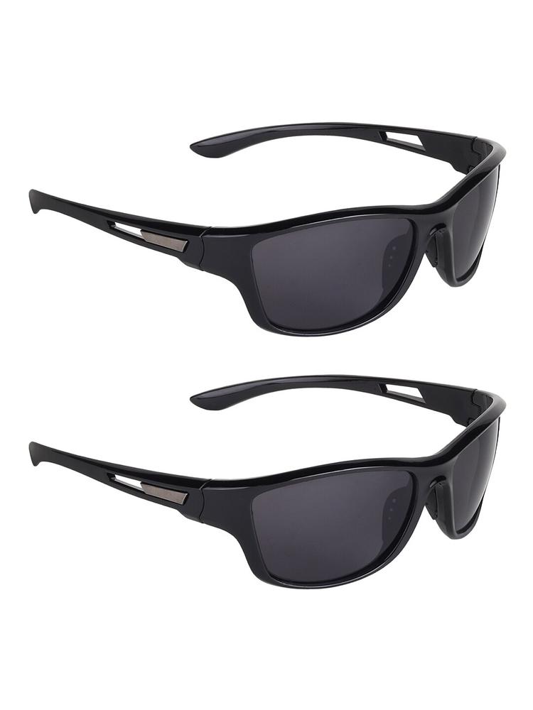 ALIGATORR Unisex Pack Of 2 Sports Sunglasses with UV Protected Lens AGR_NEW SPRTS_BLK-BLK