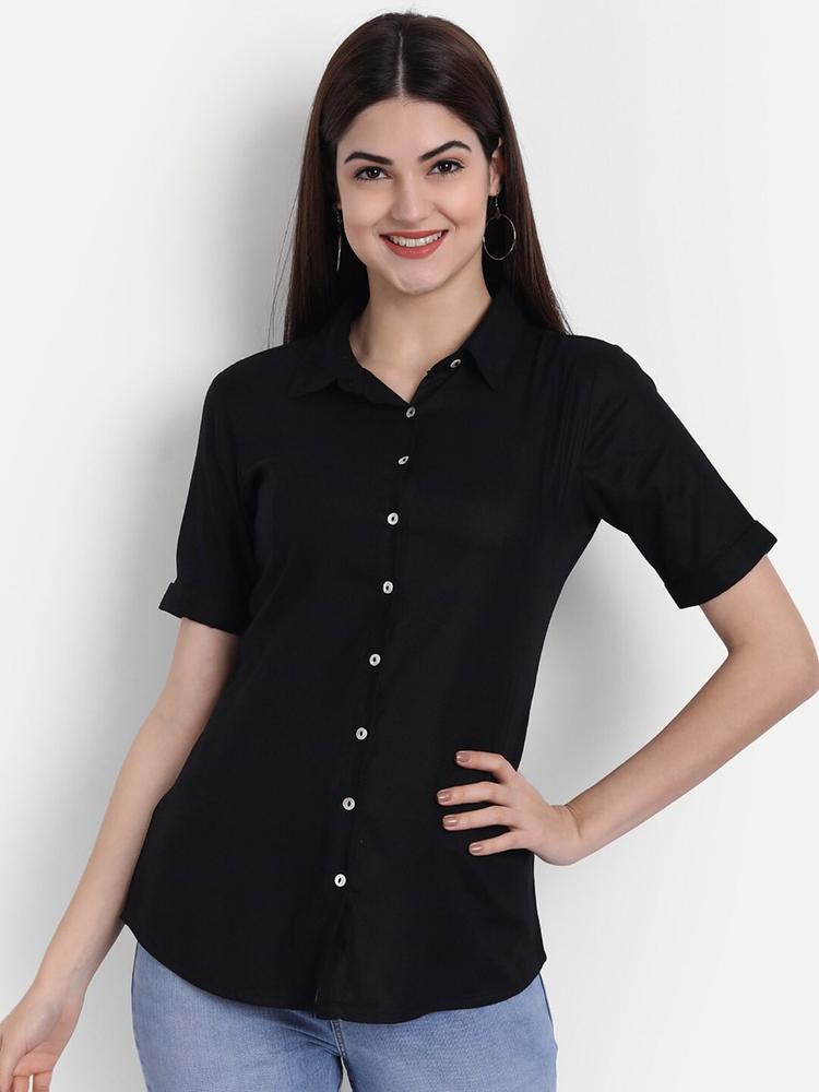 fabGLOBAL Solid Shirt Style Top