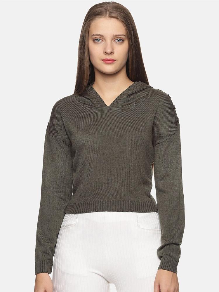 DAiSY Women Hooded Acrylic Pullover Sweater