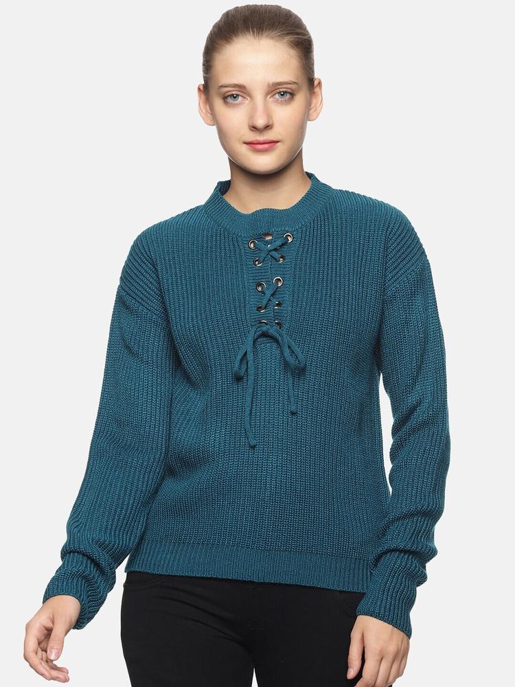 DAiSY Women Lace inserts Acrylic Pullover Sweater